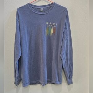 Gildan Maui Hawaii Surfboards Long Sleeve Shirt - Blue size large
